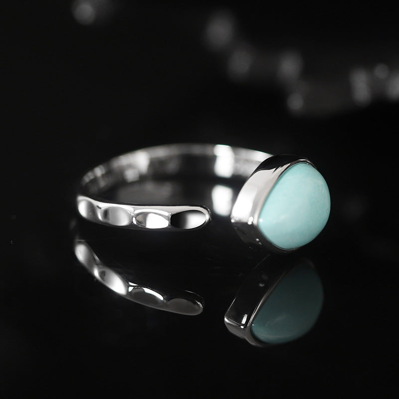 Vintage Water Drop Design Sterling Silver Ring for Women