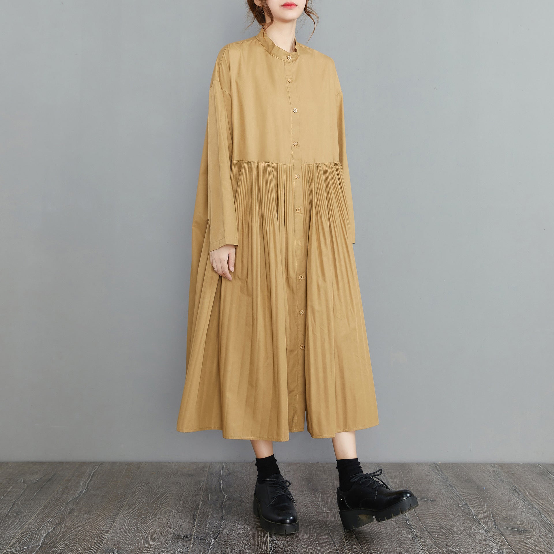 Vintage Stand Collar Plus Sizes Fall Shirts Dresses
