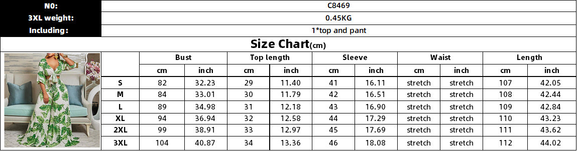 Casual Leaf Print Two Pieces Women Suits