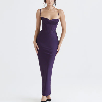Sexy Satin Spaghetti Straps Long Dresses