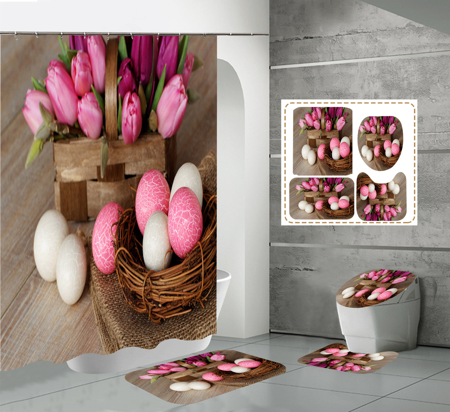 Happy Easter Day Shower Curtain Sets