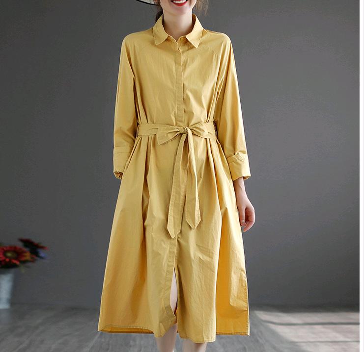 Women Slim Waist Flong Midi Length Fall Overcoat-STYLEGOING