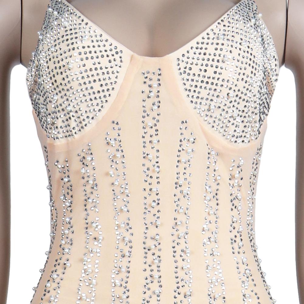 Sexy Women See Through Rhinestone Night Party Dresses-STYLEGOING