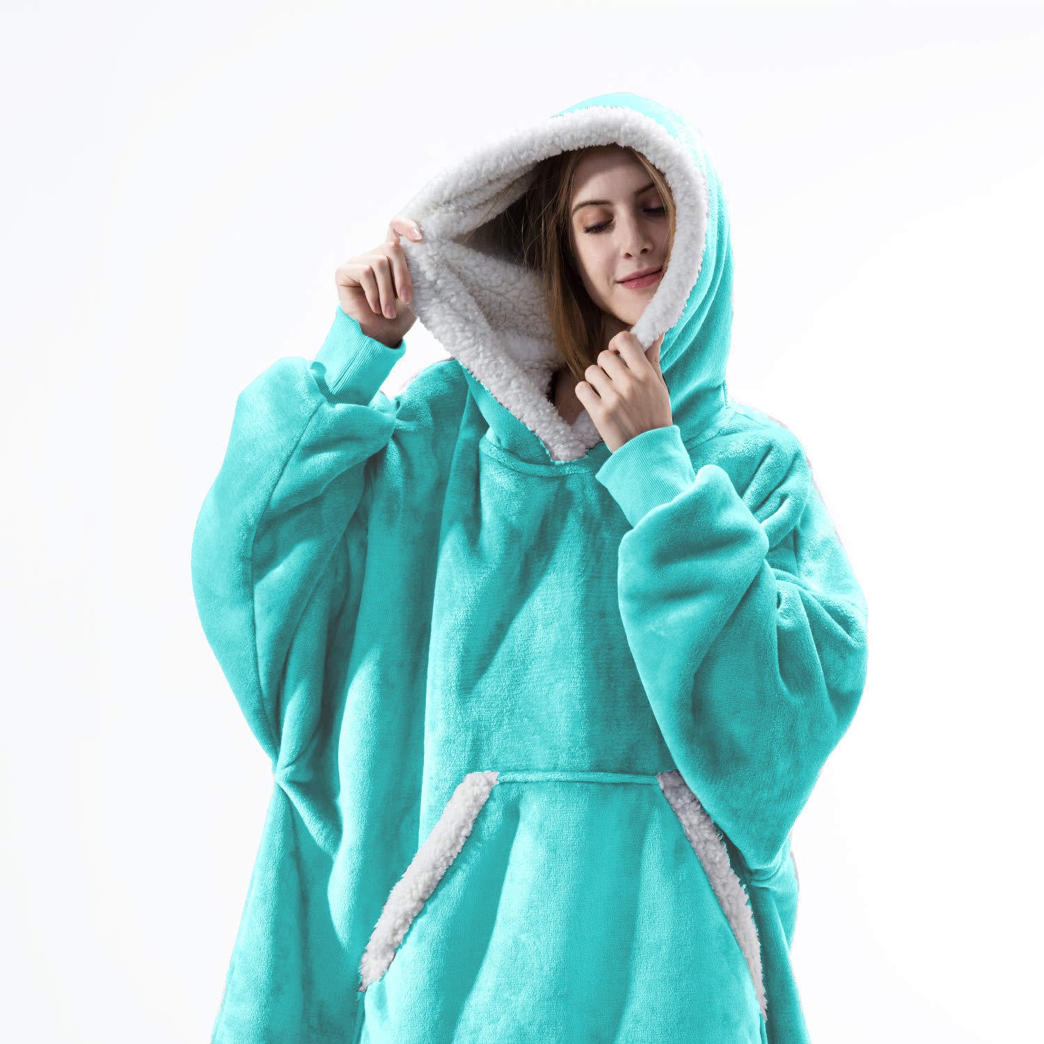 Wearable Fleece Hoodies Sleepwear for Watching TV