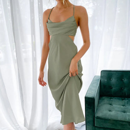 Summer Stain Backless Women Party Dresses