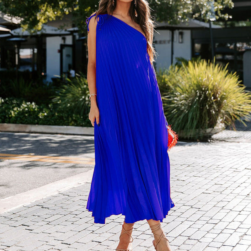 Casual One Shoulder Sleeveless Summer Long Dresses