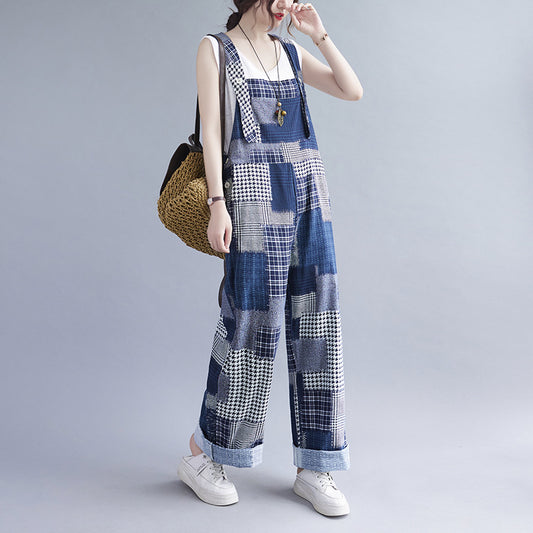 Vintage Plus Sizes Women Denim Suspender Pants