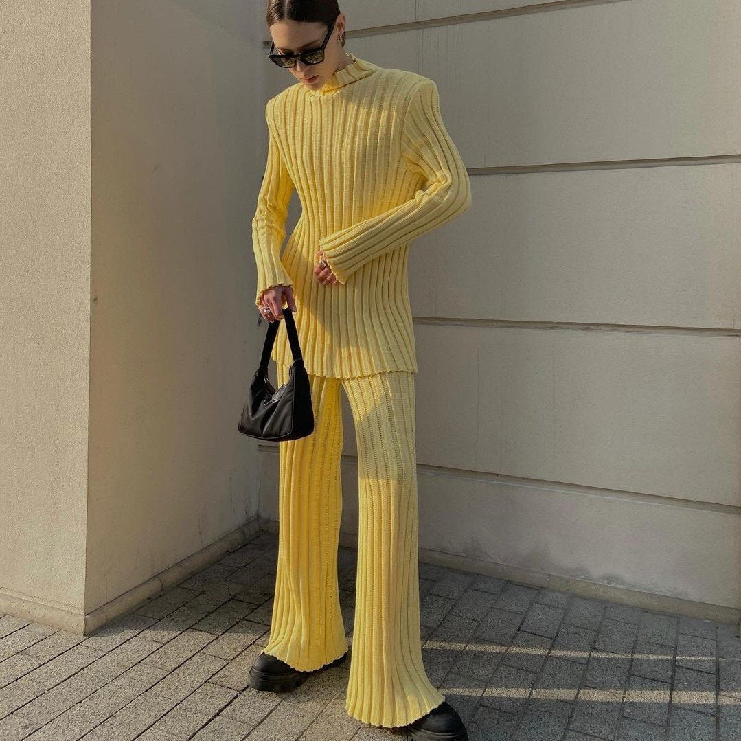 Leisure Women Knitting Two Pieces Sweater Suits