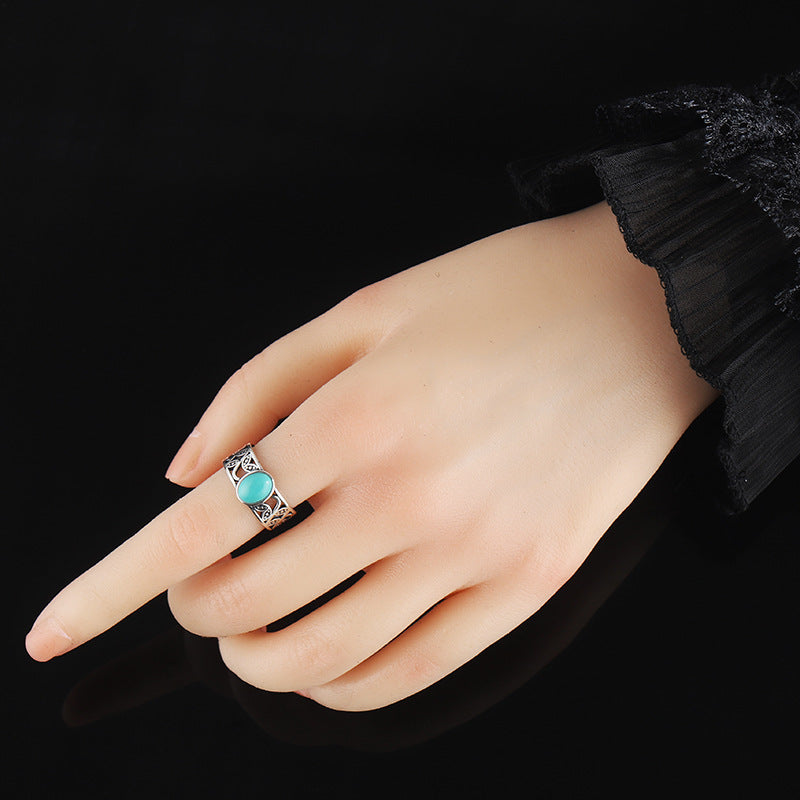 Antique Hollow Out Flower Design Silver Rings for Women