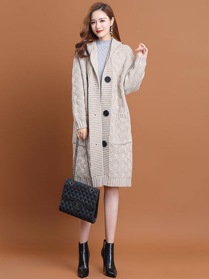 Women Knitting Long Cardigan Sweaters