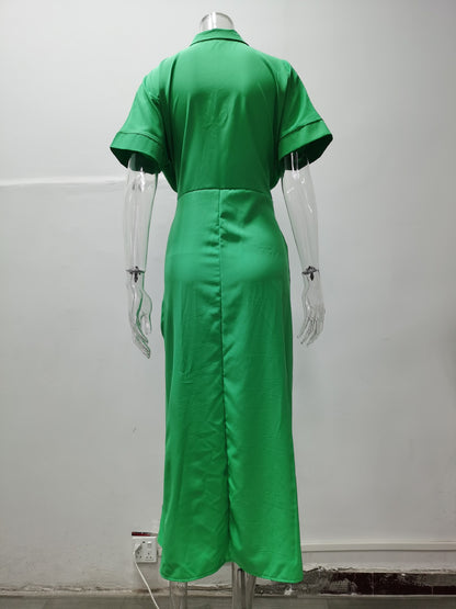 Summer Women Midi Length Shirts Dresses