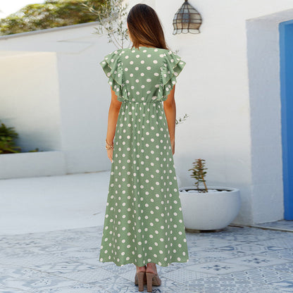Summer Sexy Dot Print Long Summer Beach Dresses