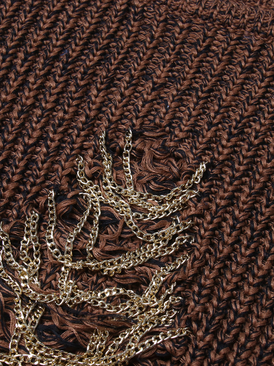 Vintage Brown Knitted Tank Top Vest for Women