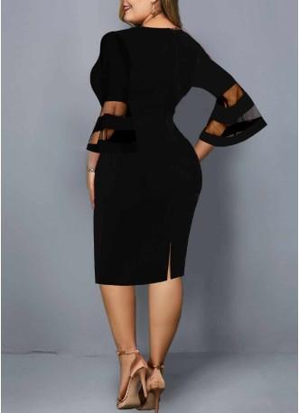 Women Floral Print Plus Sizes Net Fall Dresses