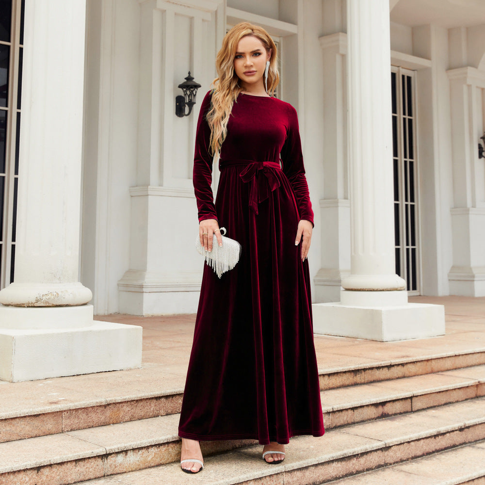 Elegant Velvet Long Sleeves Dresses