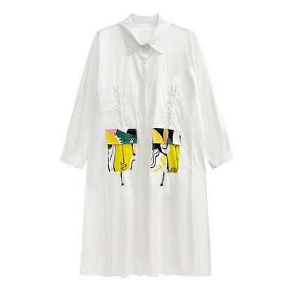 Designed Plus Sizes Long Sleeves Midi Shirts Dresses