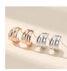 Diamond Inlay Designed Sterling Silver Stud Earrings for Women