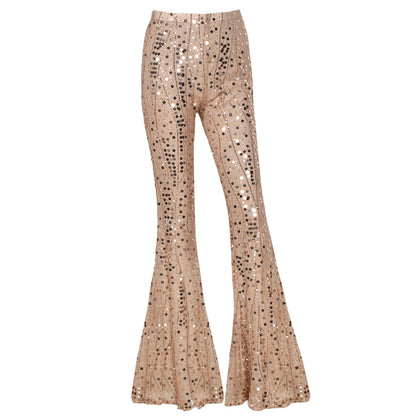 Gold Sequin Sexy Women Trumpet Pants