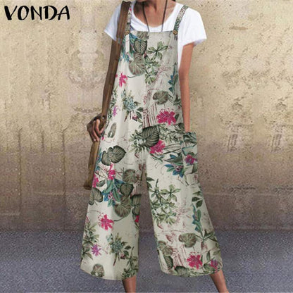 Leisure Summer Linen Plus Sizes Jumpsuits-STYLEGOING