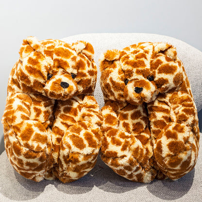 Winter Teddy Bear Plush Slippers