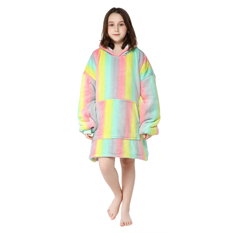 Unicorn Design Velvet Lazy Throw Blanket Sleepwear for Kids