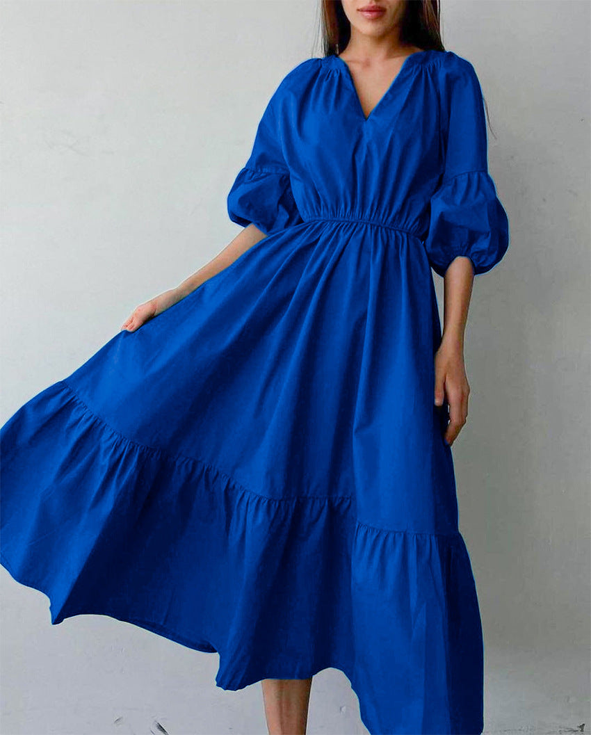 Women High Waist A Line Midi Dresses