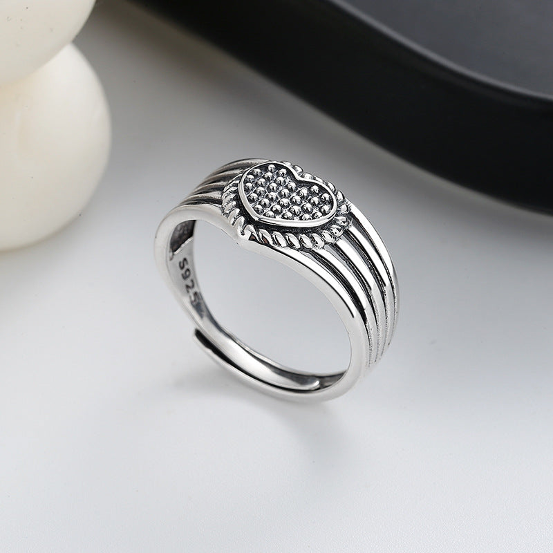 Sweetheart Design Vintage Silver Women Rings