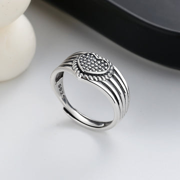 Sweetheart Design Vintage Silver Women Rings