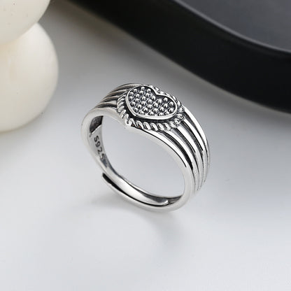 Sweetheart Design Vintage Silver Women Rings
