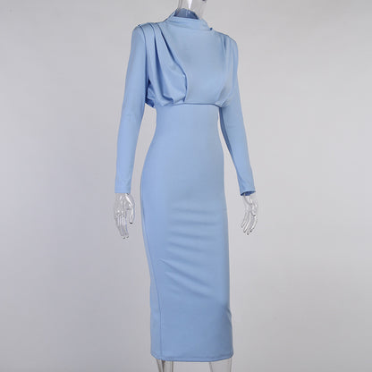 Elegant Round Neck High Neck Long Dresses