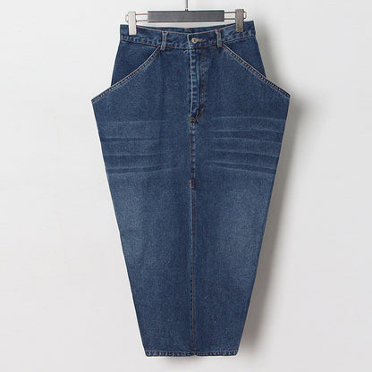 Designed Women High Waist  Split Front Denim Skirts