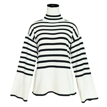 Women High Neck Knitting Striped Sweaters