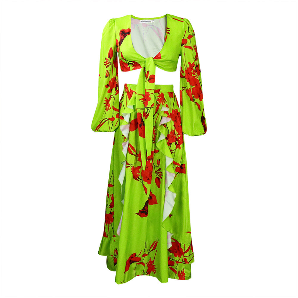 Sexy Summer Short Top and Long Skirts Suits