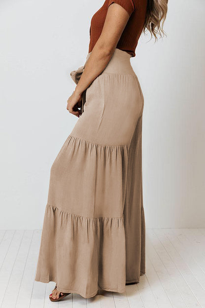Casual Elastic Waist Wide Legs Pants
