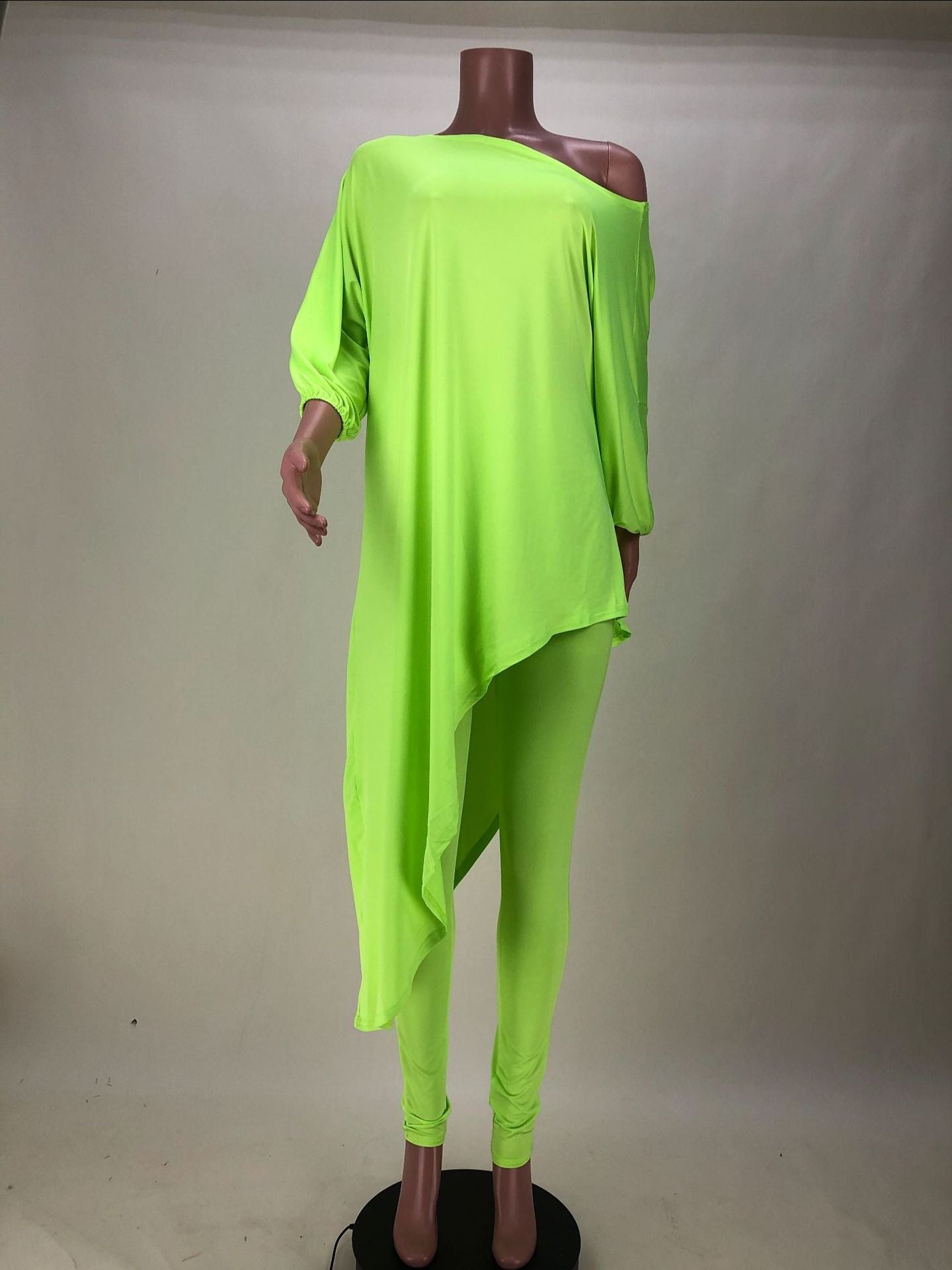 One Shoulder Irregular Bat Sleeves Tops&pants Suits