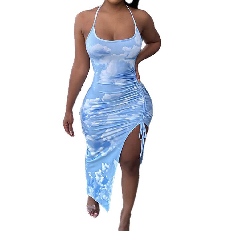 Sexy Summer Halter Sheath Split Front Dresses-STYLEGOING