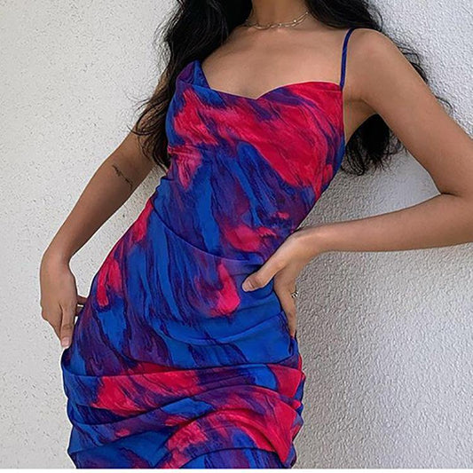 Women Summer Holiday Floral Print Midi Length Dresses-STYLEGOING