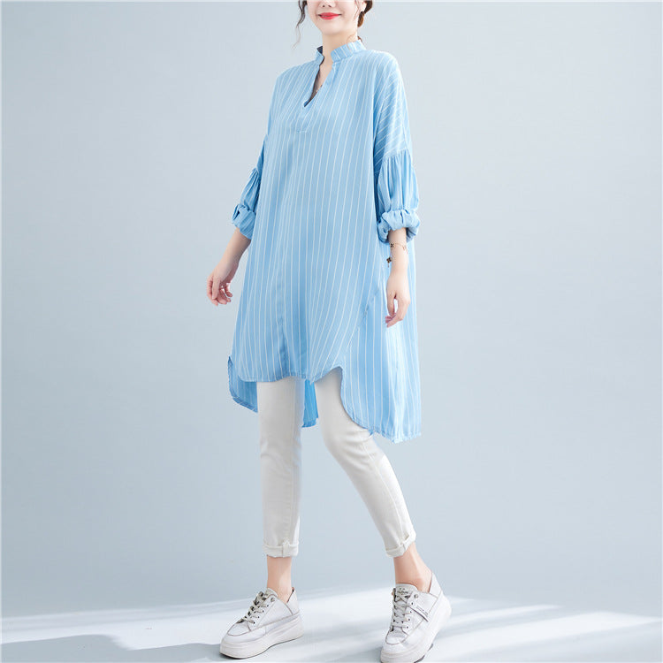 Designed Striped Long Shirts Dresses for Women