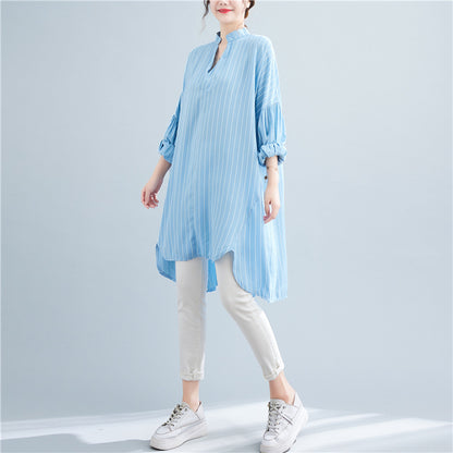 Designed Striped Long Shirts Dresses for Women