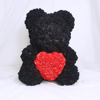 Valentine's Gift Preserved Flowers Rose Bear 25cm
