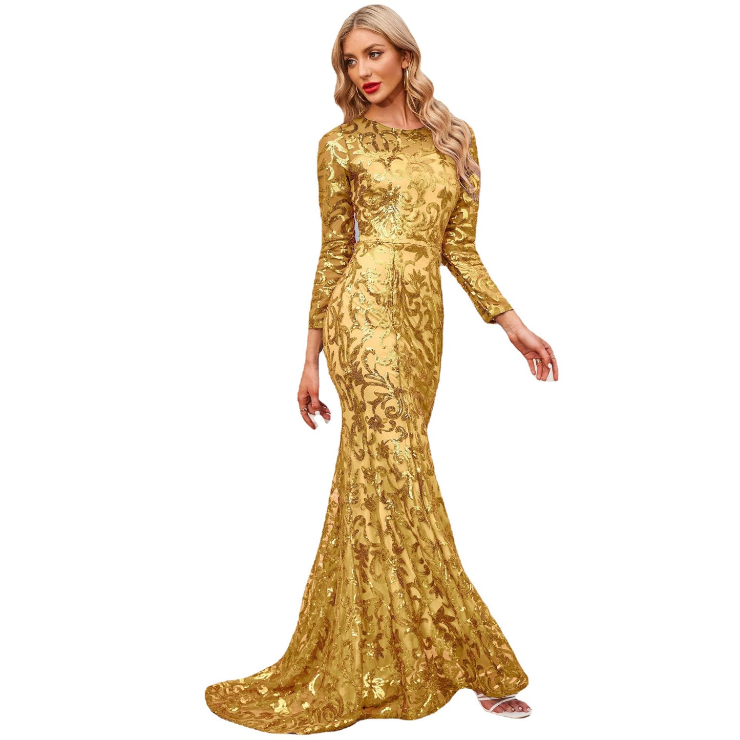 Elegant Round Neck Long Evening Dresses