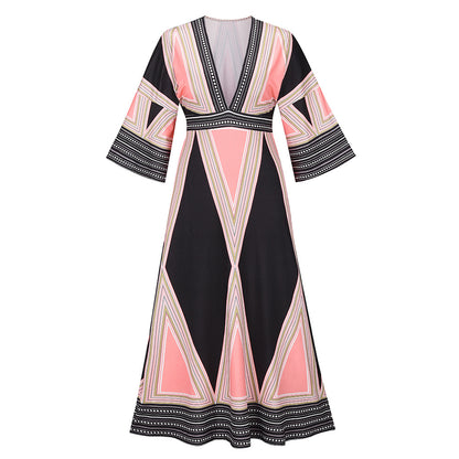 Women Deep Neck Summer Long Dresses