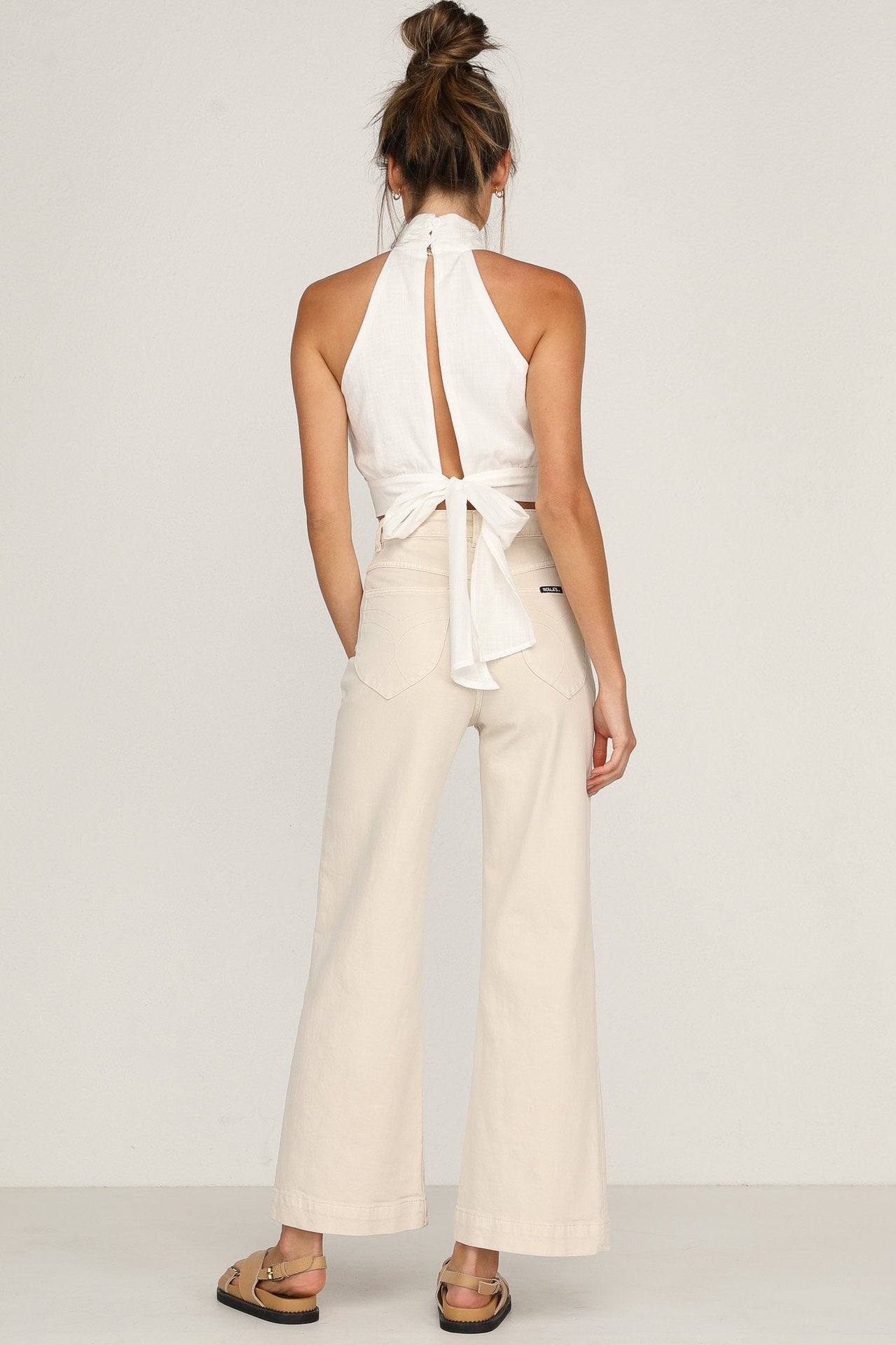Sexy Summer High Neck Backless Lace Up Crop Top