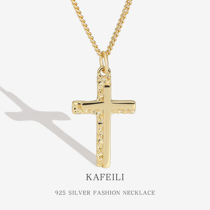 Irregular Cross Design Sterling Silver Necklace for Women