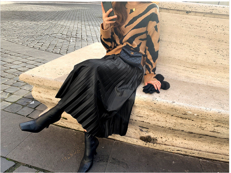 Women High Waist Pleated Fall Skirts