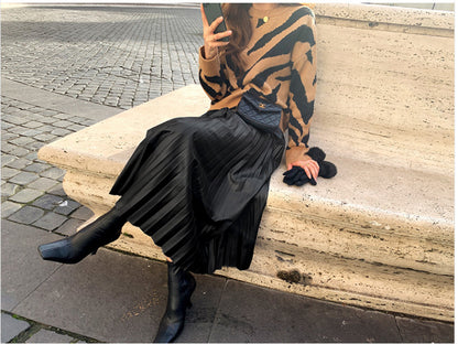 Women High Waist Pleated Fall Skirts