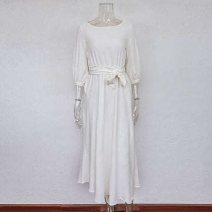 Elegant Summer Round Neck Long Party Dresses