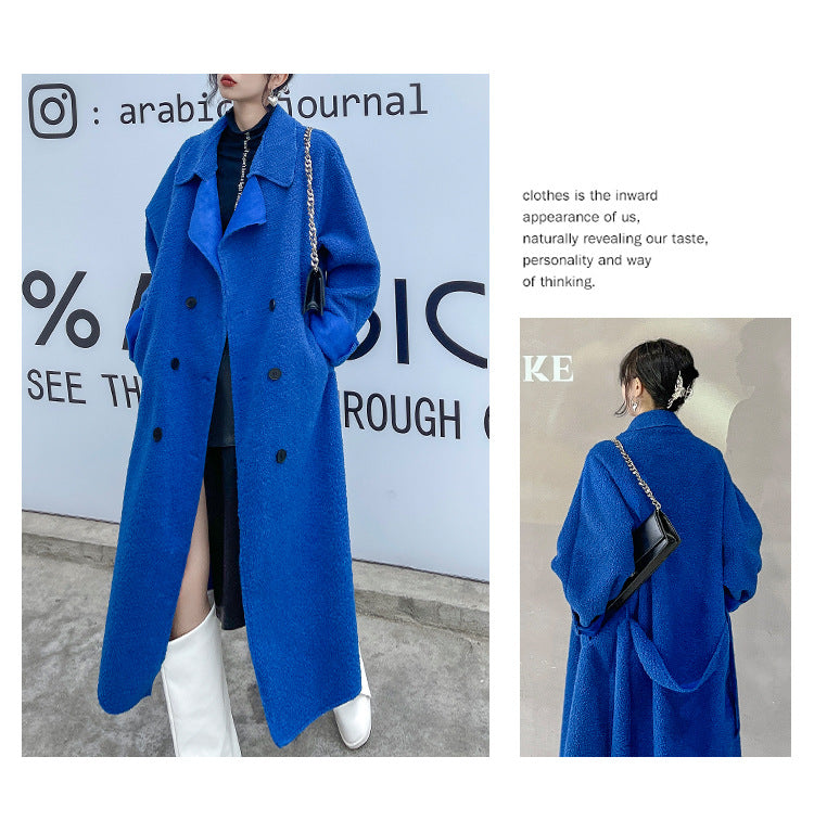 Luxury Plus Sizes Sherpa Peach Velvet Warm Winter Overcoat