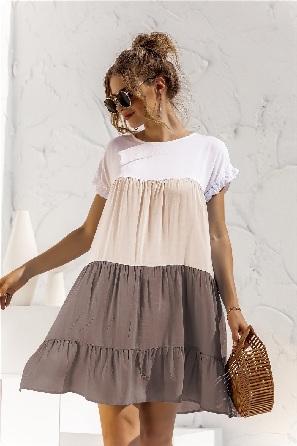 Summer Leisure Ruffled Daily Short Dresses-STYLEGOING