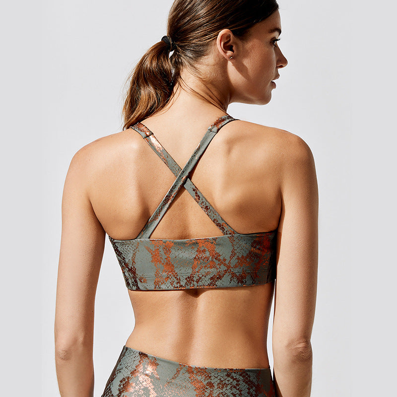 Sexy Elastic Snake Print Sports Suits